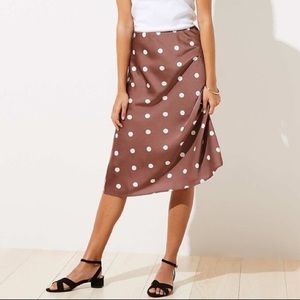 Loft Polka Dot Midi Skirt Desert Taupe